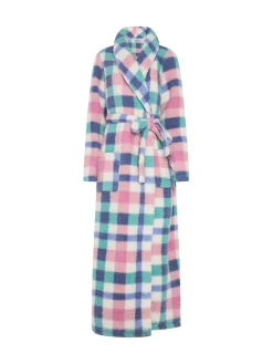 Multi Check Borg Shawl Maxi Robe*Long Tall Sally Sale