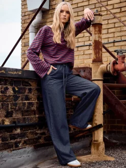 Tie Waist Wide Leg Jeans*Long Tall Sally Outlet