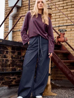 Tie Waist Wide Leg Jeans*Long Tall Sally Outlet