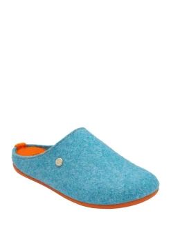 Textile Flat Mule Slippers*Lotus Clearance