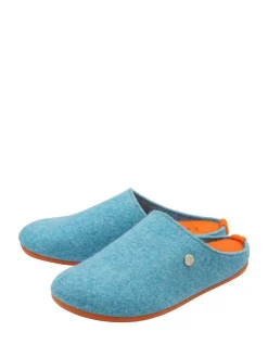 Textile Flat Mule Slippers*Lotus Clearance