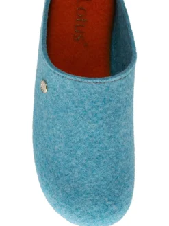 Textile Flat Mule Slippers*Lotus Clearance