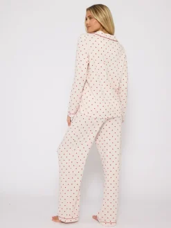 Brushed Knit Heart Printed Traditional Long Sleeve Pyjamas*Loungeable