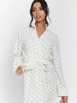 Lemon Print 100% Cotton Waffle Robe*Loungeable Online