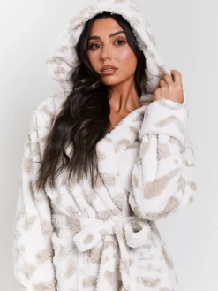 Leopard Print Cutwork Maxi Dressing Gown*Loungeable Hot