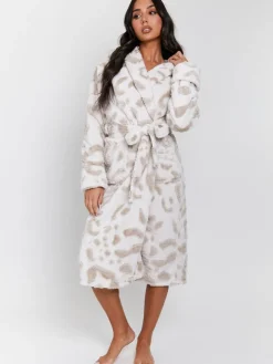 Leopard Print Cutwork Maxi Dressing Gown*Loungeable Hot