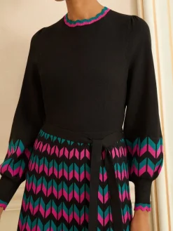 - Geschulpte gebreide midi-jurk*Love & Roses Discount