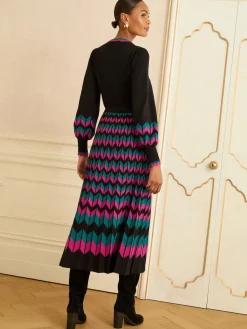 - Geschulpte gebreide midi-jurk*Love & Roses Discount