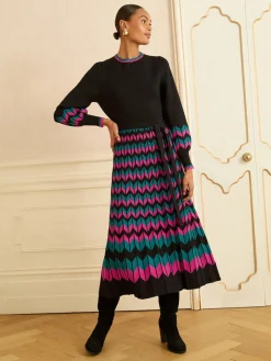 - Geschulpte gebreide midi-jurk*Love & Roses Discount