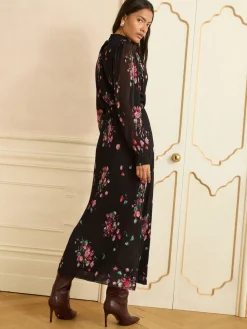 - Hoogsluitende midi-jurk van mesh met plisséplooien*Love & Roses Best