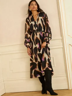 Animal PU Trim Midi Dress*Love & Roses Hot