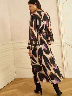 Animal PU Trim Midi Dress*Love & Roses Hot