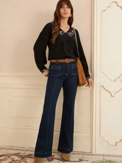 blouse met lange mouwen en inkeping*Love & Roses Clearance