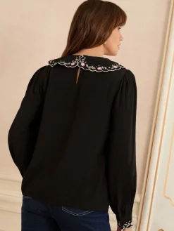 blouse met lange mouwen en inkeping*Love & Roses Clearance