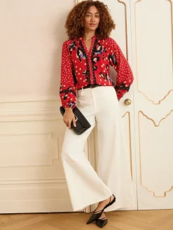 blouse met lange mouwen en inkeping*Love & Roses Sale