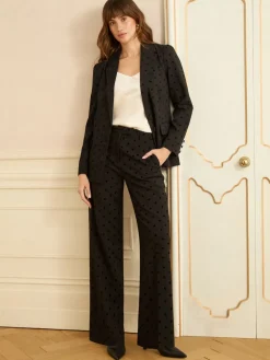 broek met wijde pijpen en flockprint*Love & Roses Clearance