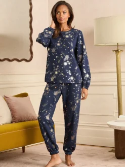 Christmas Long Sleeve Foil Detail Loungewear Top*Love & Roses Clearance