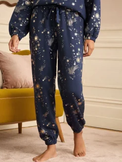 Christmas Long Foil Detail Loungewear Bottoms*Love & Roses Sale