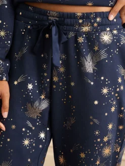 Christmas Long Foil Detail Loungewear Bottoms*Love & Roses Sale