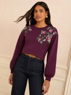 Crew Neck Jersey Sequin Sweatshirt*Love & Roses Discount