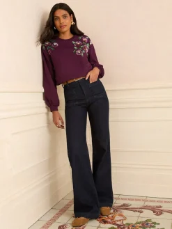 Crew Neck Jersey Sequin Sweatshirt*Love & Roses Discount