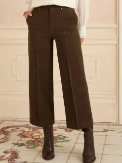 cropped broek van imitatiesuède met brede pintuck*Love & Roses Hot