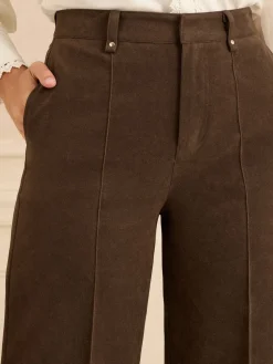 cropped broek van imitatiesuède met brede pintuck*Love & Roses Hot