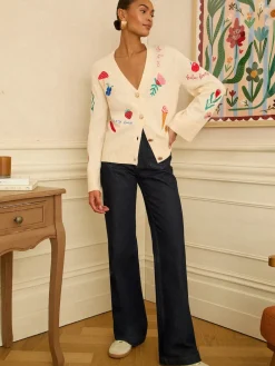 Embroidered Knitted Cardigan*Love & Roses Hot