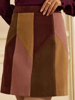 Faux Suede Patchwork Mini Skirt*Love & Roses Outlet