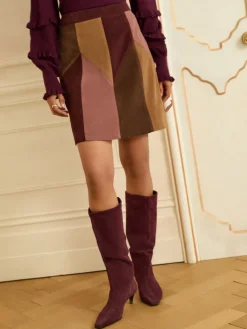 Faux Suede Patchwork Mini Skirt*Love & Roses Outlet