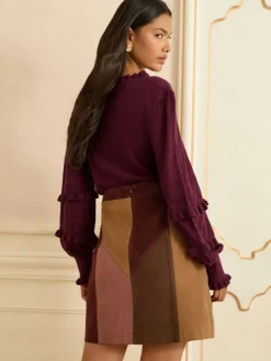 Faux Suede Patchwork Mini Skirt*Love & Roses Outlet