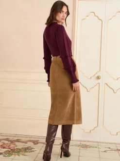 Faux Suede Slit Midi Skirt*Love & Roses Discount