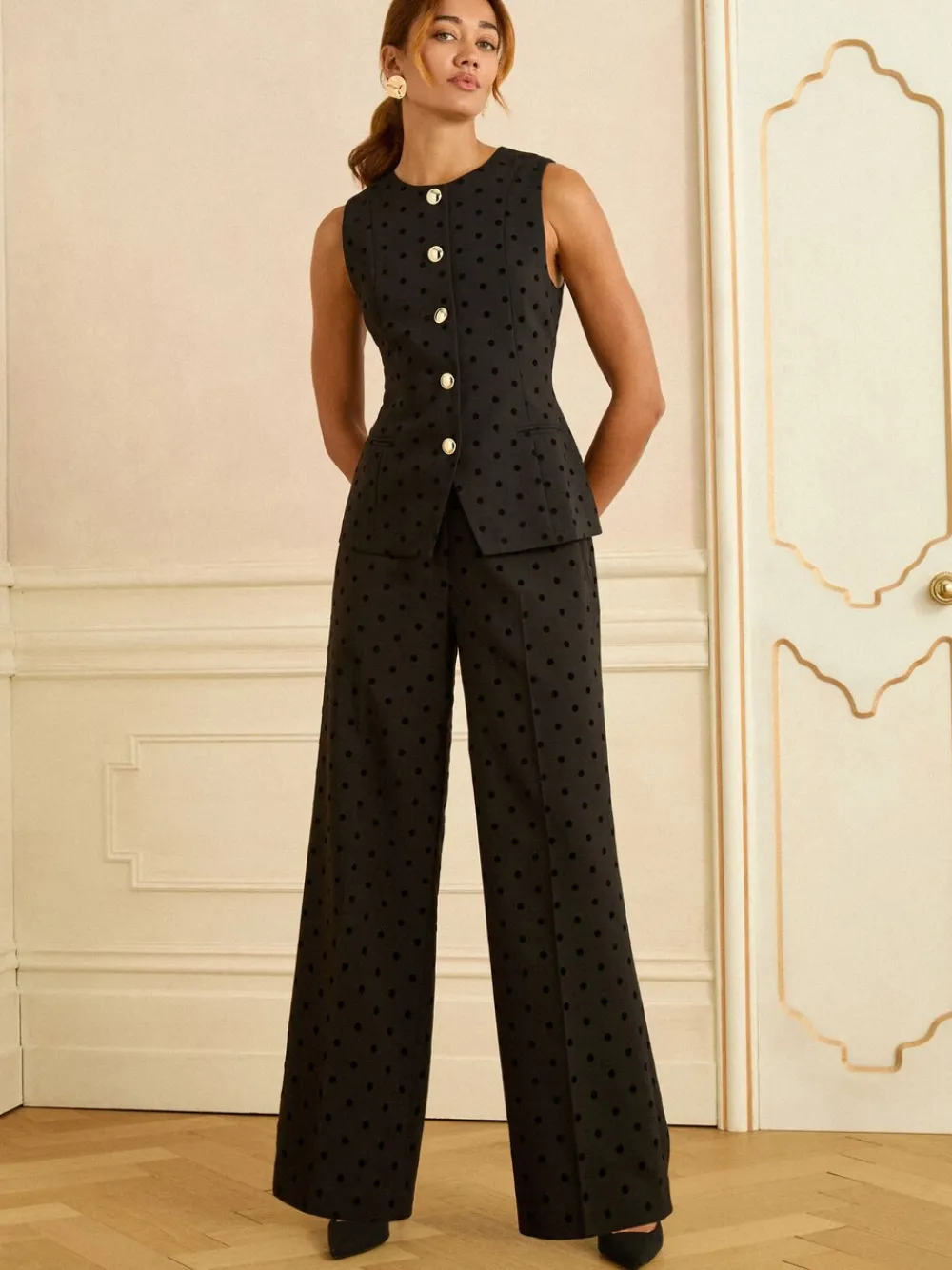 Flock Spot Waistcoat*Love & Roses