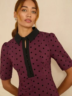 Flocked Spot Short Sleeve Midi Dress*Love & Roses Sale