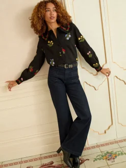 Floral Embroidered Collar Blouse*Love & Roses Sale