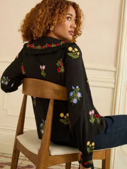 Floral Embroidered Collar Blouse*Love & Roses Sale