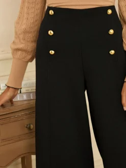 Gold Button Wide Leg Trouser*Love & Roses New