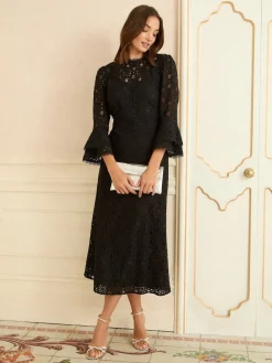 Lace Flute Sleeve Midi Dress*Love & Roses Discount