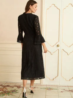 Lace Flute Sleeve Midi Dress*Love & Roses Discount