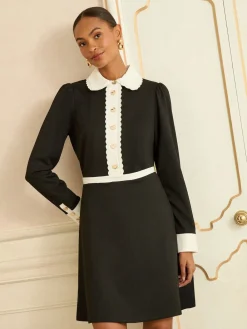 Long Sleeve Contrast Collar Mini Dress*Love & Roses Online