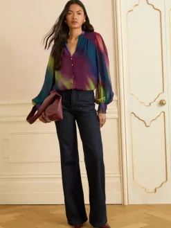 Long Sleeve Notch Neck Blouse*Love & Roses Outlet