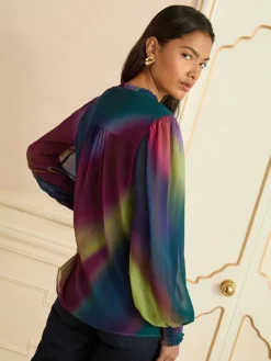 Long Sleeve Notch Neck Blouse*Love & Roses Outlet