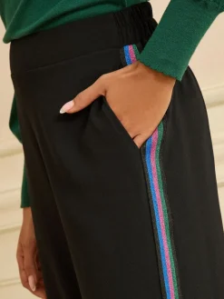 Metallic Side Stripe Wide Leg Trousers*Love & Roses Online