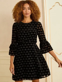 mini-jurk met burnout en uitlopende mouwen*Love & Roses Online