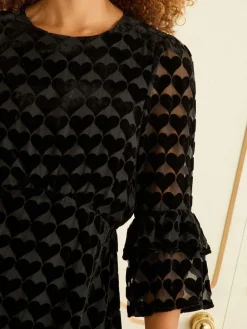 mini-jurk met burnout en uitlopende mouwen*Love & Roses Online