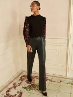 Mixed Jersey Sheer Sleeve Top*Love & Roses New