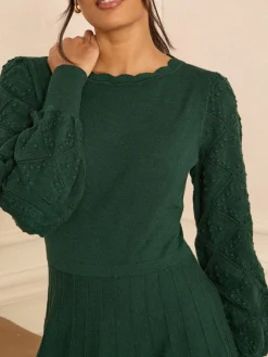 Scallop Knitted Mini Dress*Love & Roses Discount