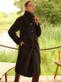 Tipped midi-jas van schapenvacht*Love & Roses Hot