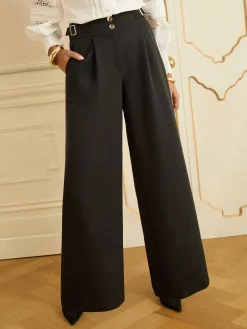 Wide Leg Buckle Detail Trousers*Love & Roses New