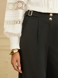 Wide Leg Buckle Detail Trousers*Love & Roses New